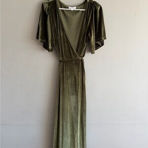 Baltic Born Olive Velvet Wrap Maxi Dress